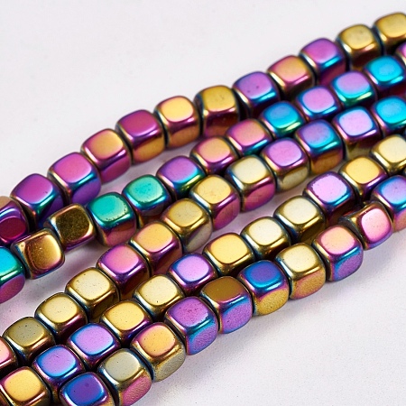 Electroplate Non-magnetic Synthetic Hematite Beads Strands G-J172-4x4mm-03-1