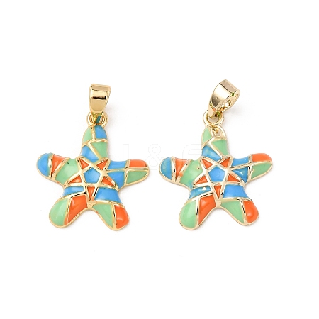 Sea Animals Brass Enamel Pendants KK-F917-01A-01-1