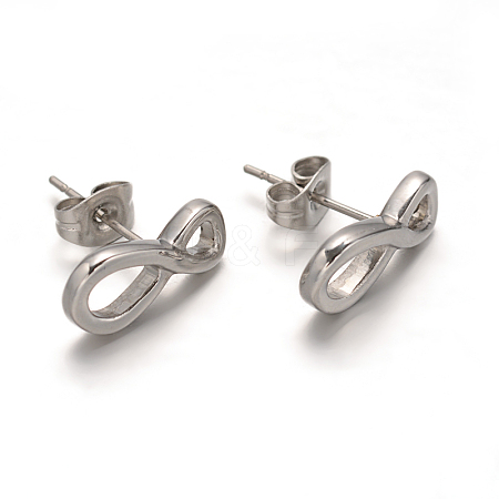 Infinity 304 Stainless Steel Stud Earrings EJEW-O052-40P-1