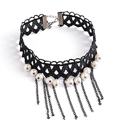 Gothic Style Nylon Cord Choker Necklaces X-NJEW-L354-20A-1