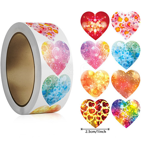 500 Paste  Paper Self-Adhesive Heart Stickers AJEW-S085-02A-1
