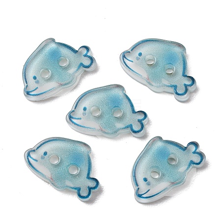 2-Hole Marine Organisms Opaque Resin Buttons RE-CBAE064-05C-1