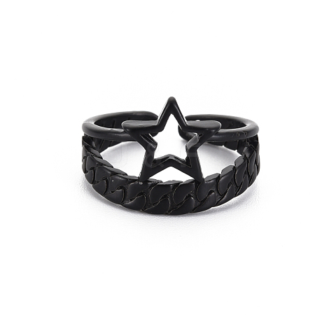 Star Alloy Open Cuff Ring RJEW-N029-103-1