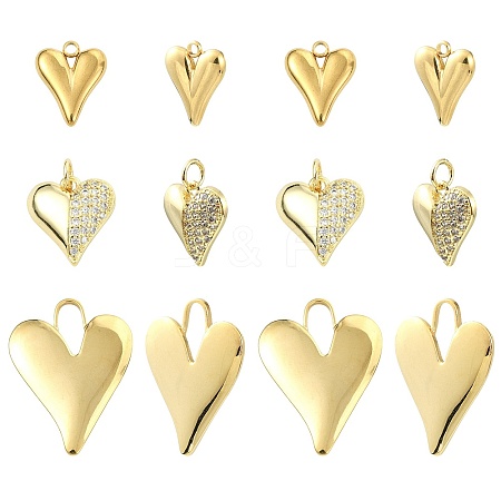 12Pcs 3 Styles 304 Stainless Steel & Brass Mico Pave Cubic Zirconia Pendants DIY-SZ0010-61-1