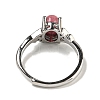 Oval Natural Rhodonite Adjustable Rings RJEW-Q818-01P-04A-4