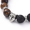 Natural Lava Rock & Tiger Eye Beads Adjustable Braided Bracelets BJEW-JB04987-07-2