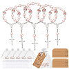 50Pcs Plastic Imitation Pearl and Porcelain Round Link Metal Virgin Cross Charm Rosary Bracelets BJEW-WA0001-07B-8