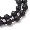 Natural Obsidian Beaded Stretch Bracelets for Women Men BJEW-JB13006-02-4