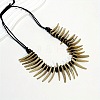 Bohemian Natural Coconut Triangle & Rondelle Wood Beaded Cotton Cord Bib Necklaces FS-WG1FFFB-01-1