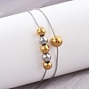 304 Stainless Steel Rolo Chain Multi-layer Bracelets for Women BJEW-D337-01A-GP-3