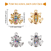 Beebeecraft 4Pcs 2 Colors Brass Micro Pave Colorful Cubic Zirconia Chrams ZIRC-BBC0001-10-2