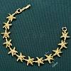 Summer Beach Brass Starfish Link Chain Bracelets LS-BJEW-C118-04G-1