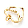 Brass Pave Natural Shell Heart Charms KK-N268-19G-2