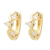 Crown Brass Micro Pave Clear Cubic Zirconia Hoop Earrings EJEW-D348-20G-2