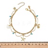 Ocean Synthetic Turquoise Beads & Alloy Starfish Shell Shape Charm Anklets with 304 Stainless Steel Cable Chain Tassel for Women AJEW-TA00069-4