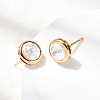 Brass Glass Stud Earrings EJEW-F391-05G-02-5