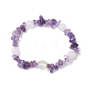 Natural Amethyst & Quartz Crystal & Malaysia Jade Beaded Stretch Bracelets for Women BJEW-JB12305-03-2