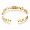 Brass Micro Pave Clear Cubic Zirconia Cuff Bangles BJEW-S142-002-NF-3