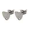 Non-Tarnish 304 Stainless Steel Heart Stud Earring Findings STAS-R063-37-1