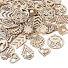 100Pcs 10 Styles Undyed Natural Wooden Big Pendants WOOD-EL0001-03-3