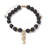 Adjustable Natural Lava Rock Braided Bead Bracelets BJEW-JB10563-3