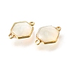 Brass Pave Natural White Shell Connector Charms KK-E794-01G-07-2