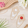 2Pcs 2 Colors Flower ABS Plastic Imitation Pearl Brooches JEWB-CP0001-57-7