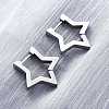 Non-Tarnish 304 Stainless Steel Star Huggie Hoop Earrings X-STAS-H156-05P-3