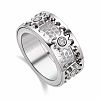Gear Brass Micro Pave Clear Cubic Zirconia Rotatable Finger Rings FS-WGBD3BF-17-1