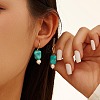 Natural Turquoise Beaded Hoop Earrings EJEW-L294-006G-3