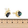 Heart Brass Abalone Shell & Clear Cubic Zirconia Stud Earrings KK-D301-09G-3