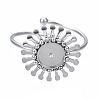 Non-Tarnish 304 Stainless Steel Open Cuff Finger Ring Cabochon Settings LS-STAS-T060-14P-1