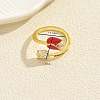Adjustable Brass Micro Pave Cubic Zirconia Cuff Open Rings for Women XI0611-2