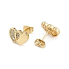 Brass Micro Pave Clear Cubic Zirconia Stud Earrings for Women EJEW-U030-02G-02-2