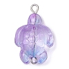 Transparent Glass Turtle Connector Charms PALLOY-JF02828-3