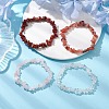 4Pcs Natural Quartz Crystal & Rose Quartz & Red Jasper & Red Agate Chip Beaded Stretch Bracelet Sets BJEW-JB10775-02-2