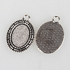 Tibetan Style Alloy Pendant Cabochon Settings TIBEP-N003-30AS-2