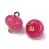 Natural White Jade Dyed Saucer Charms with Rack Plating Golden Tone Brass Bails KK-B103-17B-06-2