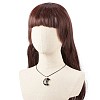 Natural Obsidian Crescent Moon Pendant Necklace NJEW-TA00032-03-3