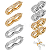 8Ocs 4 Styles Brass Rhinestone Peanut Twister Clasps KK-DR0001-58-1