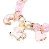 Acrylic Imitation Pearl Stretch Bracelet with Alloy Enamel Charms for Women BJEW-JB08447-6