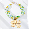 Summer Beach Alloy Flower Pendant Chiffon Scarf Necklaces for Women WGD5F98-01-1