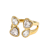 304 Stainless Steel Pave Cubic Zirconia Cuff Bangles for Women STAS-OY012-37G-1