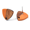 Resin & Walnut Wood Stud Earring Findings MAK-N032-023A-5