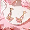 Rose Quartz Dangle Stud Earrings EJEW-MZ00243-2