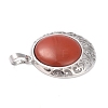 Natural Red Jasper Pendants with Hollow Platinum Brass Findings G-P448-A17-P-4