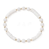 Natural White Shell & Malaysia Jade Beaded Stretch Bracelets for Women BJEW-JB13144-2