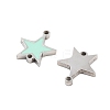 304 Stainless Steel Aquamarine Enamel Connector Charms STAS-Z078-14P-2