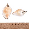 Electroplated Golden Brass Trim Natural Spiral Shell Big Pendants SSHEL-N042-35-3
