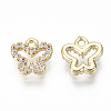 Brass Micro Pave Clear Cubic Zirconia Charms KK-S348-521-NF-2